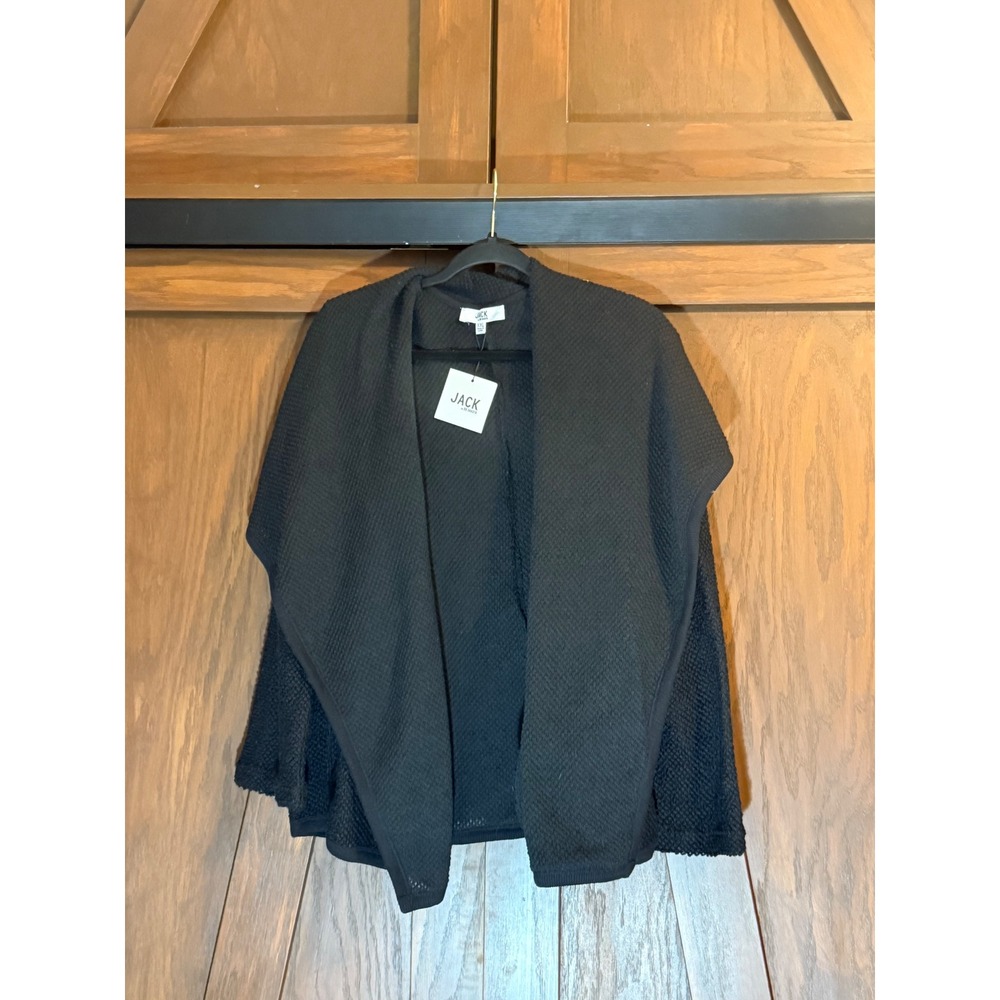 Jack By BB Dakota Womens Black Open-Front French Terry Drape Cardigan Sweater XL